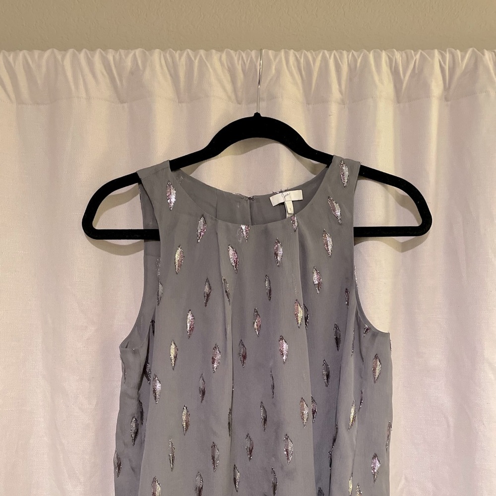 Joie Grey Embroidered Sleeveless Top